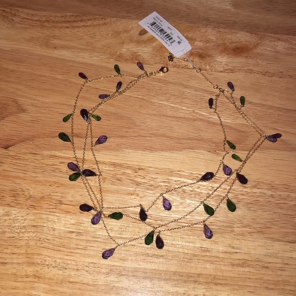 Lauren Ralph Lauren Gold Tone Triple Layer Briolette Stone Collar Necklace NWT - Picture 9 of 16